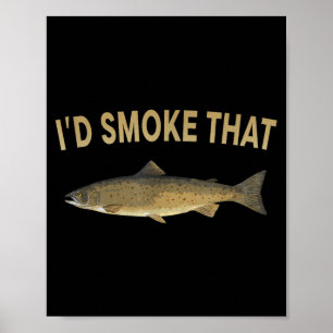 Affiche Chemiserie barbecue drôle pêche au saumon fumée