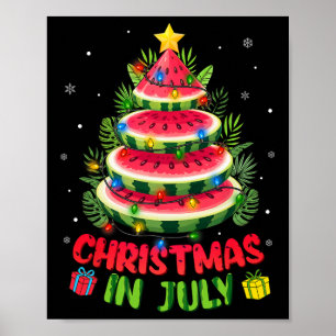 Affiche Chemises de Noël en Juillet Pastèque Arbre Plage É