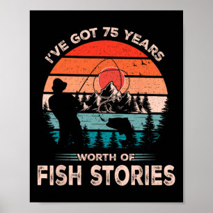 Affiche Chemises de pêche pour hommes 75 ans 75e anniversa