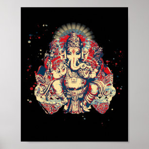Affiche Chemises de yoga Dieu hindou spirituel Ganesha Méd