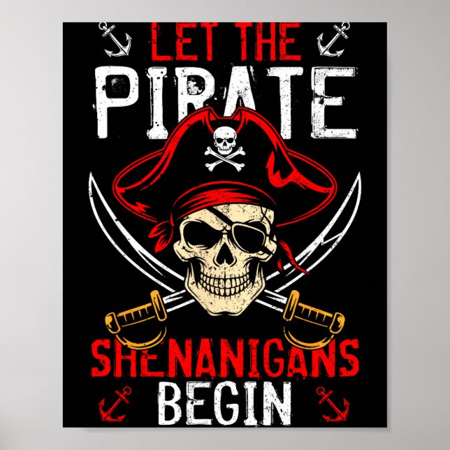 Affiche Chemises drôles squelette os croisés pirate (Devant)