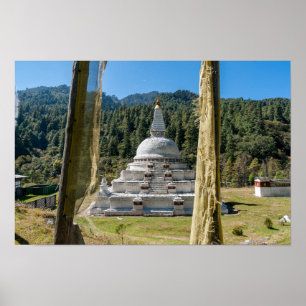 Affiche Chendebji Chorten au Bhoutan, Himalaya, Asie