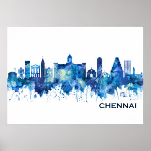 Affiche Chennai Tamil Nadu Skyline Blue