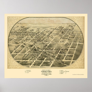 Affiche Chenoa, carte panoramique de l'IL - 1869