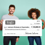 Affiche Chèque blanche pour les gains, les prix, l'organis<br><div class="desc">Un grand chèque en blanc pour les récompenses et les cadeaux. Si votre société fait un don à une organisation à but non lucratif ou à un organisme de bienfaisance, vous pouvez utiliser ce modèle de chèque. 1) Téléchargez votre logo 2) Remplissez toutes les informations du texte 3) Facultatif -...</div>