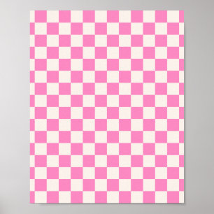 Affiche Chèque rose, Motif en damier, À damiers
