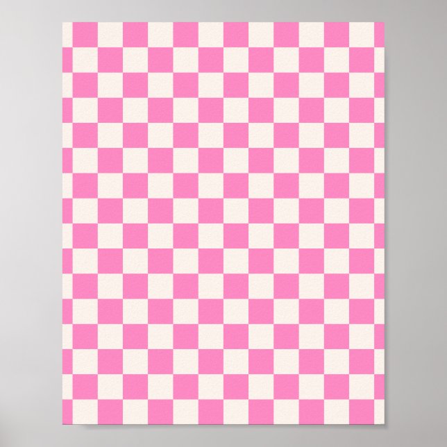Affiche Chèque rose, Motif en damier, À damiers (Devant)