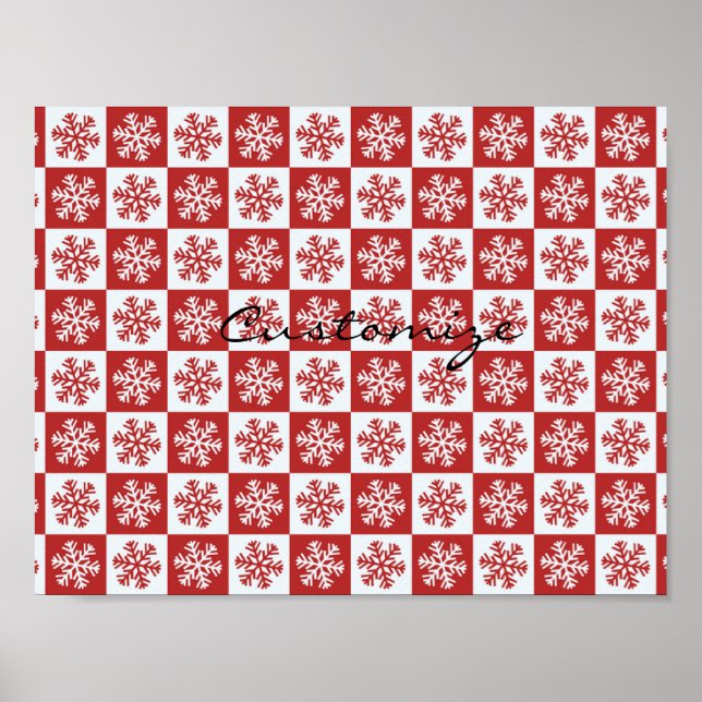 Affiche Chèque rouge/blanc motif flocon de neige Thunder_C (Devant)