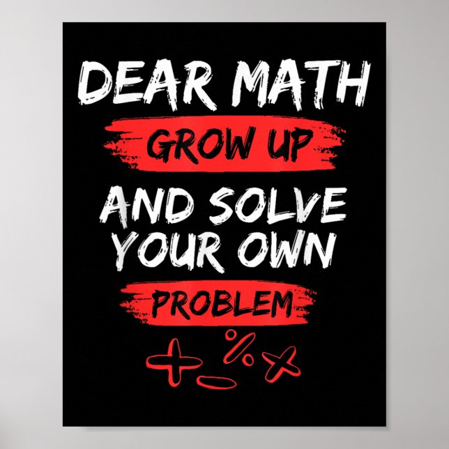 Affiche Cher Citation Math Drôle Pour L'Enseignant Et L'Ét (Devant)