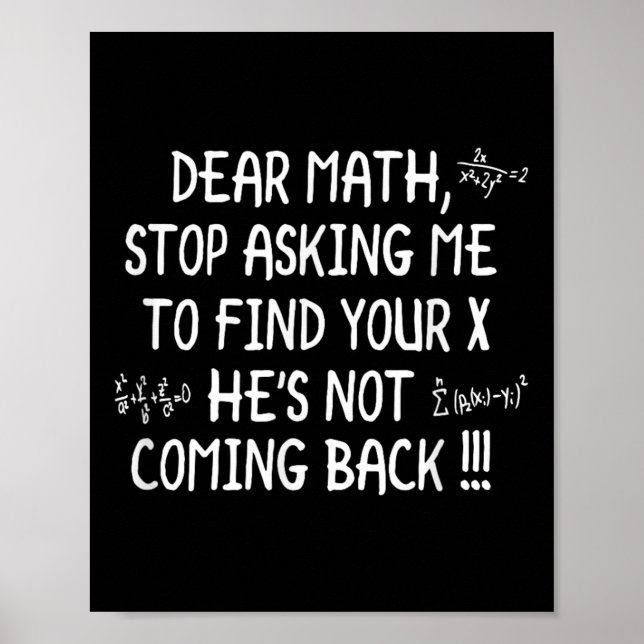 Affiche Cher Citation Math Funny Math Math (Devant)