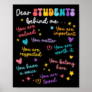 Affiche Cher élève derrière moi Appréciation de l'enseigna