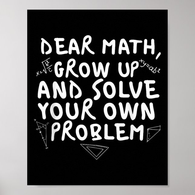 Affiche Cher Math Augmenter Funny Math Problème Citer Garç (Devant)