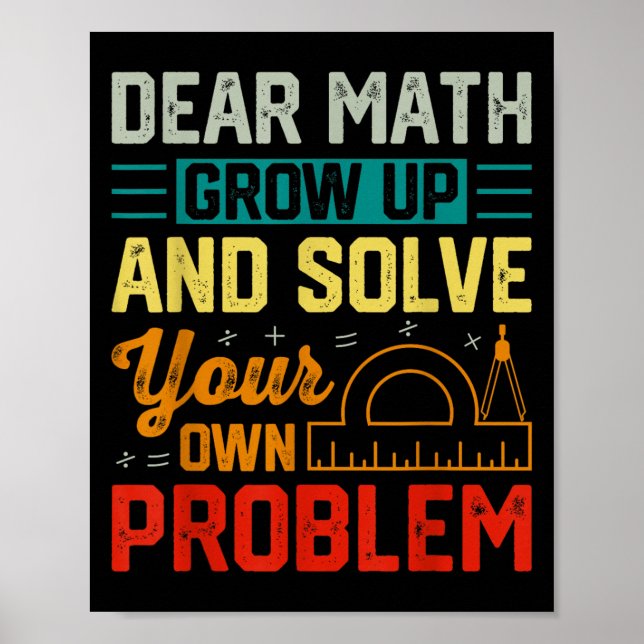 Affiche Cher Math Augmenter Funny Problème Résoudre Nerdy  (Devant)