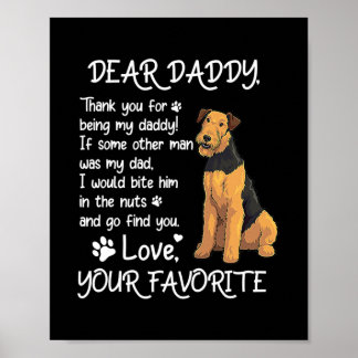 Affiche Cher papa Airedale Terrier Chien Papa Fête des pèr