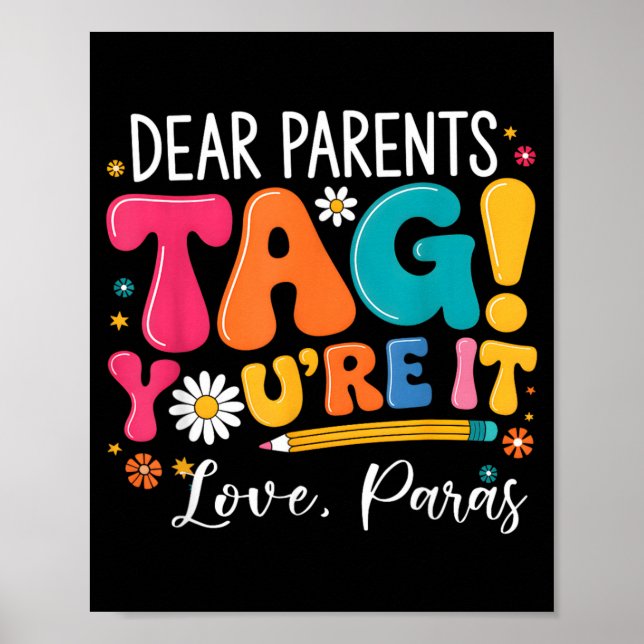 Affiche Cher Parents Tag - pour Dernier Jour d'École (Devant)