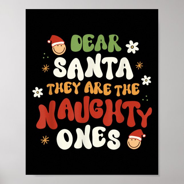 Affiche Cher Père Noël, Ce Sont Les Mauvais Citation Drôle (Devant)
