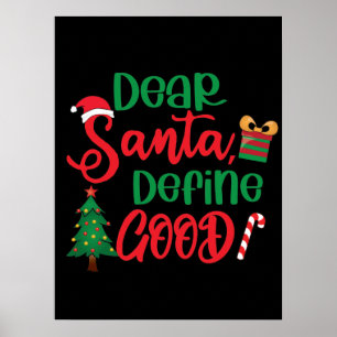 Affiche Cher Père Noël Définir bon Noël drôle