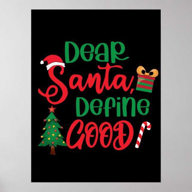 Affiche Cher Père Noël Définir bon Noël drôle (Devant)