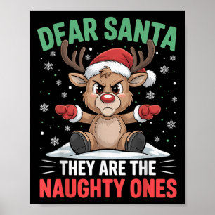 Affiche Cher Père Noël Drôle Mauvais Renne Noël H