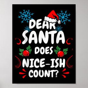 Affiche Cher Père Noël fait beau compte drôle Noël Jok