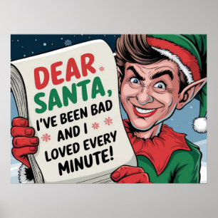 Affiche Cher Père Noël, j'ai été mauvaise conception elfe 