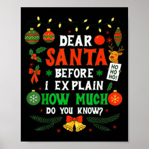 Affiche Cher Père Noël, je peux expliquer drôle de Noël Ho