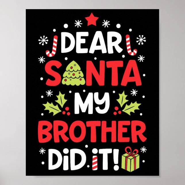 Affiche Cher Père Noël Mon Frère L'A Fait Amusant Filles D (Devant)