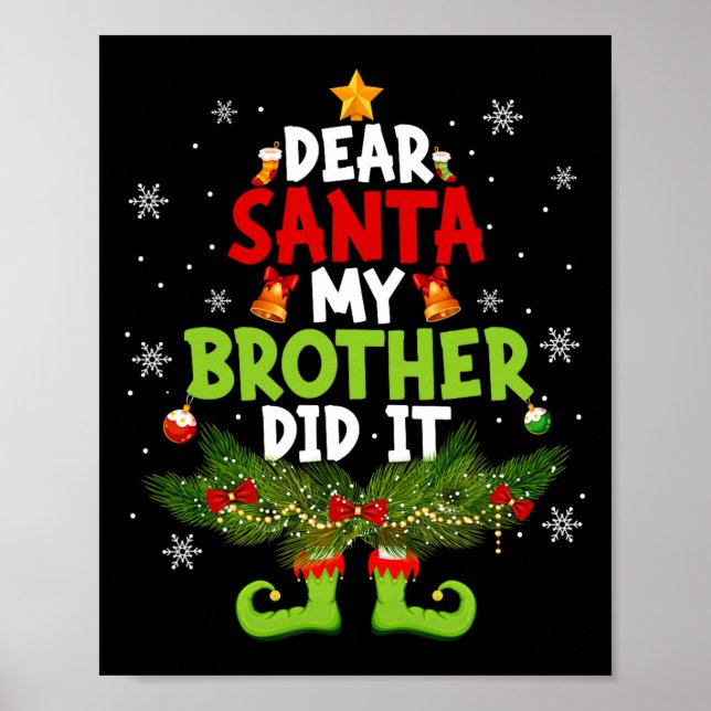 Affiche Cher Père Noël Mon Frère L'A Fait Elf Correspondan (Devant)