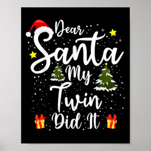 Affiche Cher Père Noël Mon Jumeau L'a Fait Drôle De Tenue