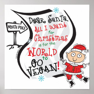 Affiche Cher Père Noël Vegan Wish