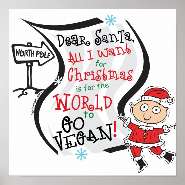 Affiche Cher Père Noël Vegan Wish (Devant)