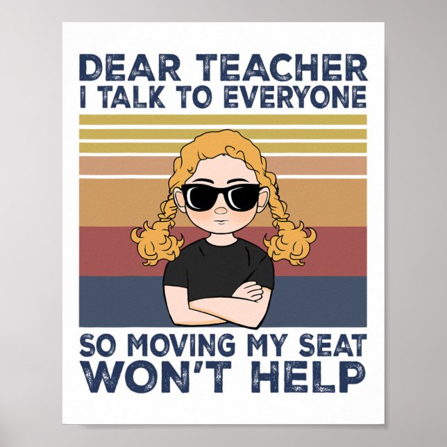 Affiche Cher professeur, je parle à tout le monde donc cha (Devant)