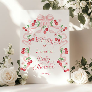 Affiche Chercher sur le dessus Baby shower Bow rose Bienve