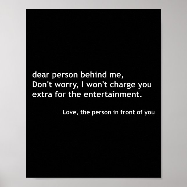 Affiche Chère Personne Derrière Moi, Citation Drôle Retour (Devant)