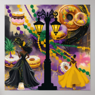 Affiche Cherish the Night - Mardi Gras Design influencé