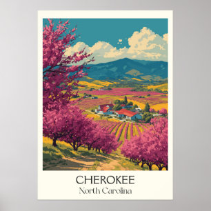 Affiche Cherokee Caroline du Nord Vintage Valley Bloom Art