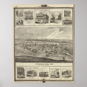 Affiche Cherokee, Iowa, 1875 entreprises dans Centerville