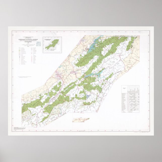 Affiche Cherokee National Forest Map  (Devant)