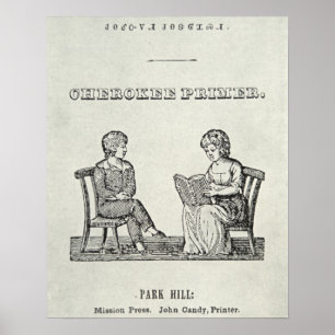 Affiche Cherokee Primer, 1845 (gravure)