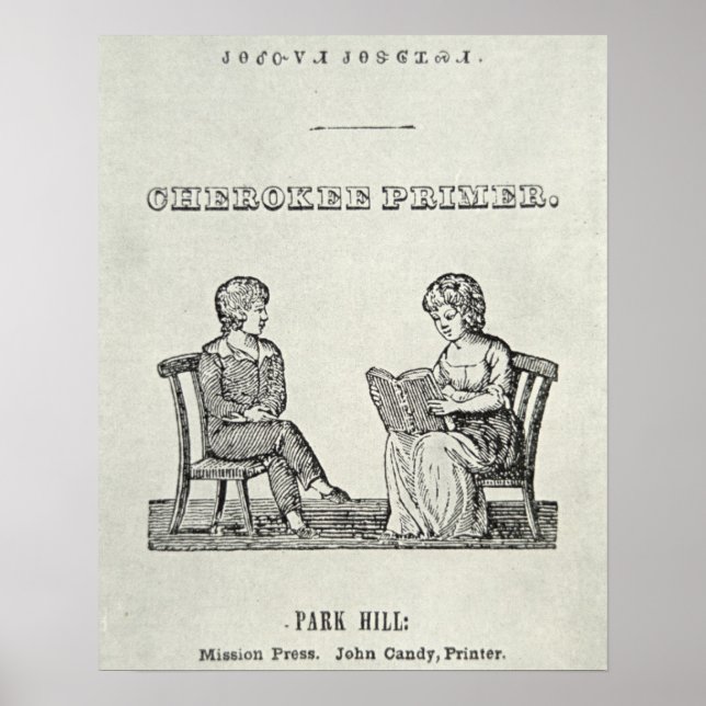 Affiche Cherokee Primer, 1845 (gravure) (Devant)