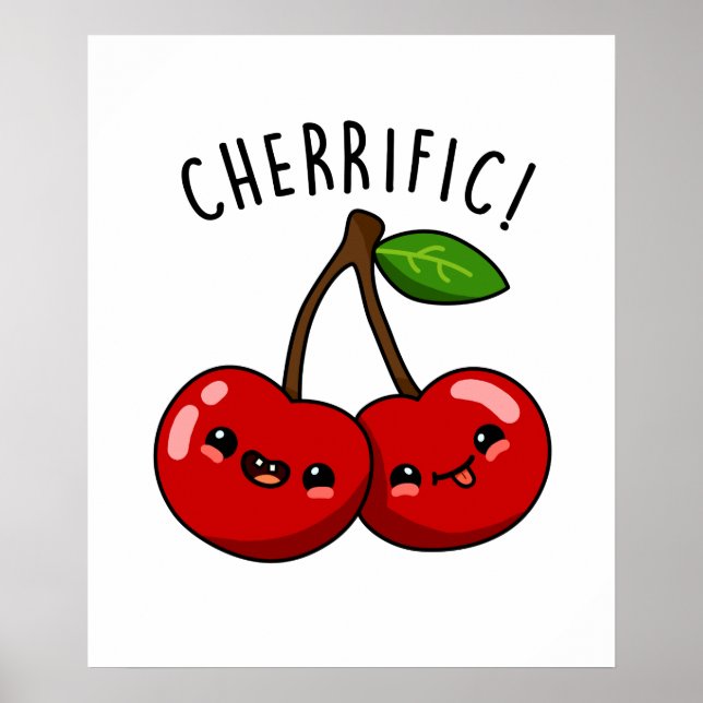 Affiche Cherrific Funky Red Cherry Fruit Pun (Devant)
