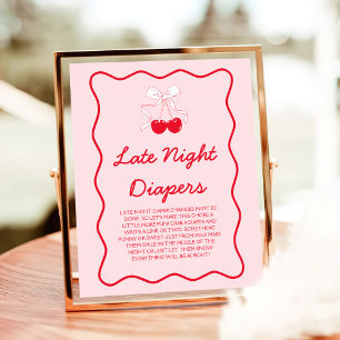 Affiche Cherry Baby shower Late Night Diapers Jeu