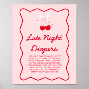 Affiche Cherry Baby shower Late Night Diapers Jeu