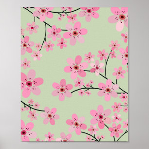 Affiche Cherry Blossom 07 Pastel Green