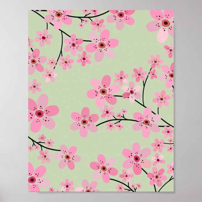 Affiche Cherry Blossom 07 Pastel Green (Devant)