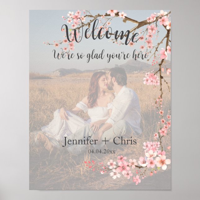 Affiche Cherry Blossom Mariage Bienvenue Photo (Devant)