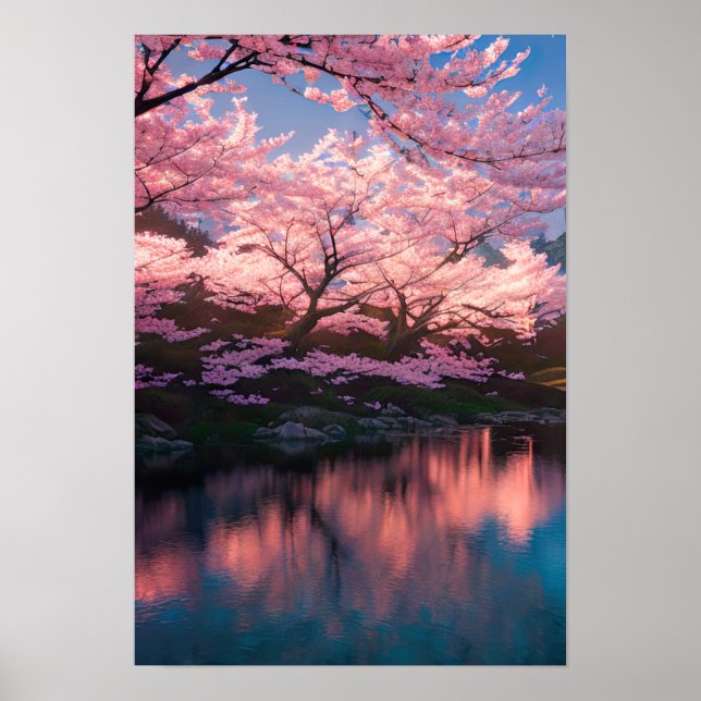 Affiche Cherry Blossom Riverbank (Devant)
