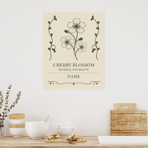 Affiche Cherry Blossom Wall Art - Nom personnalisé Cadeau