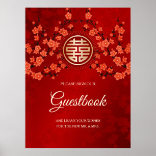 Affiche Cherry Blossoms Livre d'invité Mariage chinois