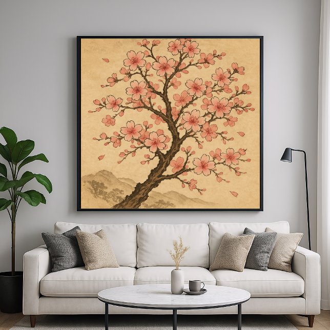 Affiche Cherry Blossoms - Traditional Japanese Art Style (Créateur téléchargé)